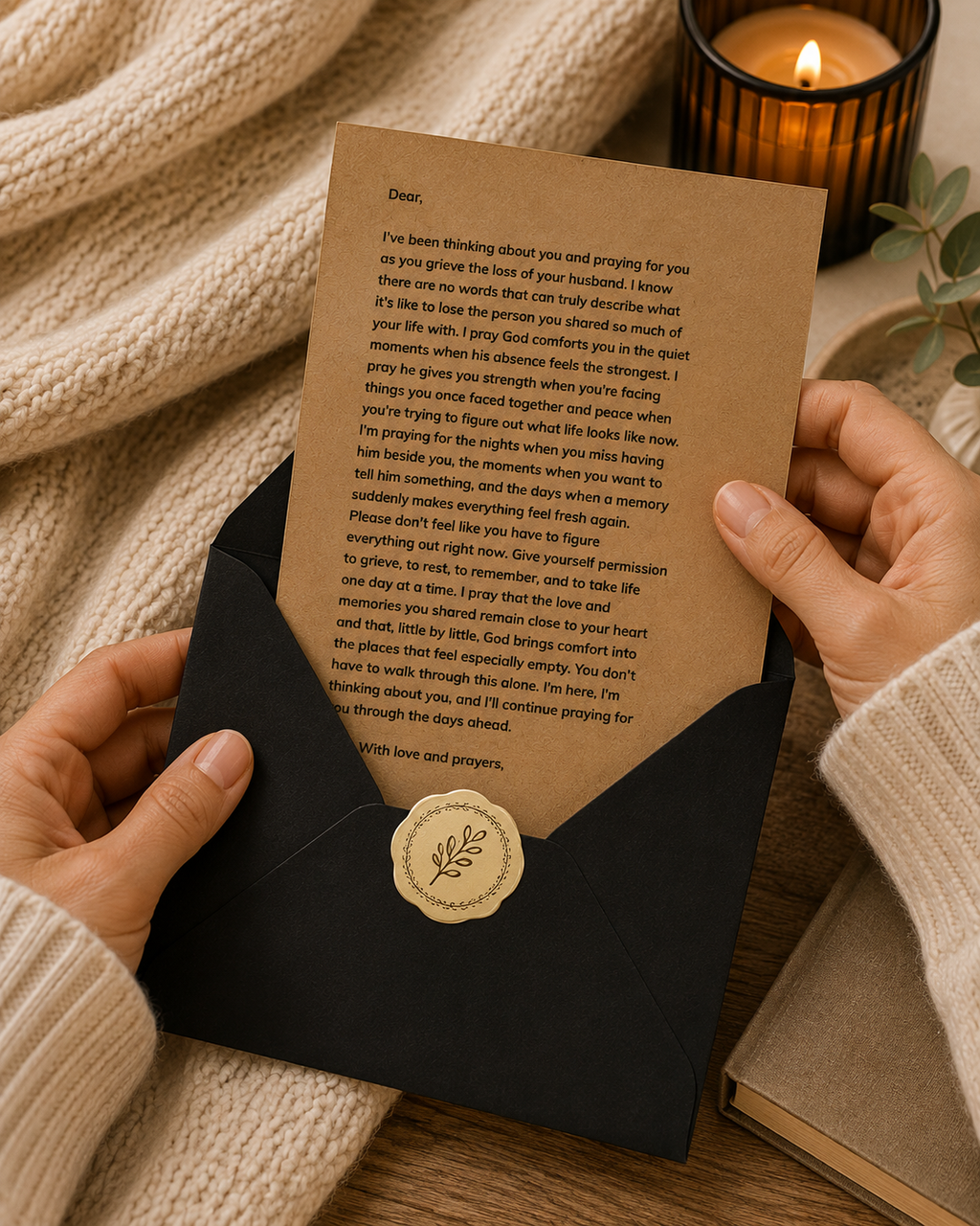 Grief support gift for widow after the death of her husband