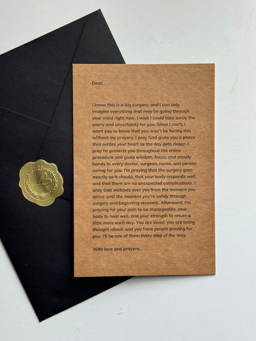 Personalized Christian prayer letter gift for someone having surgery