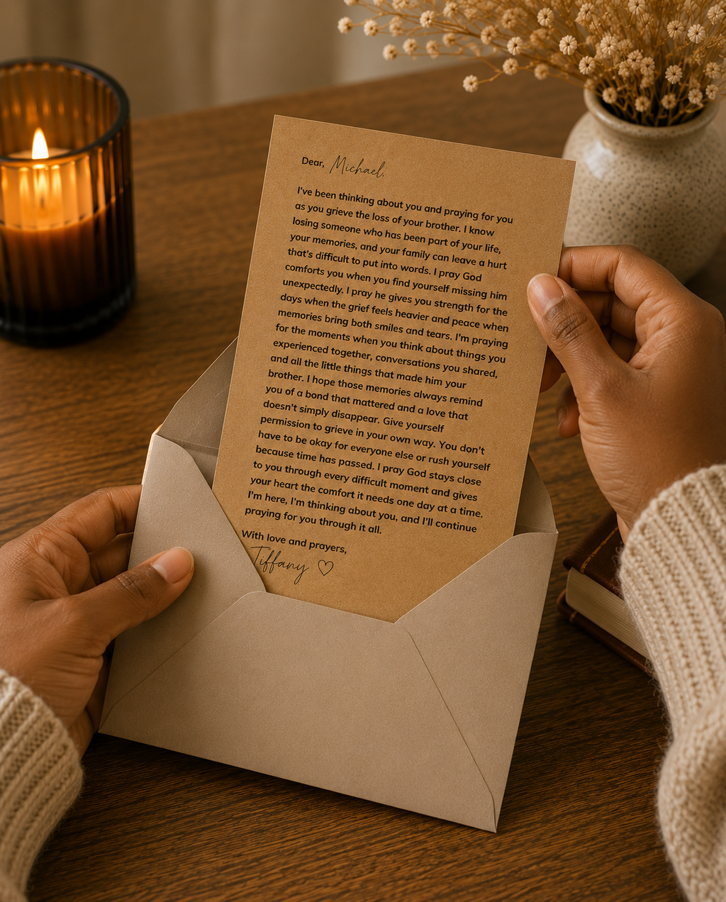 Loss of a brother prayer letter sympathy gift for grieving sibling