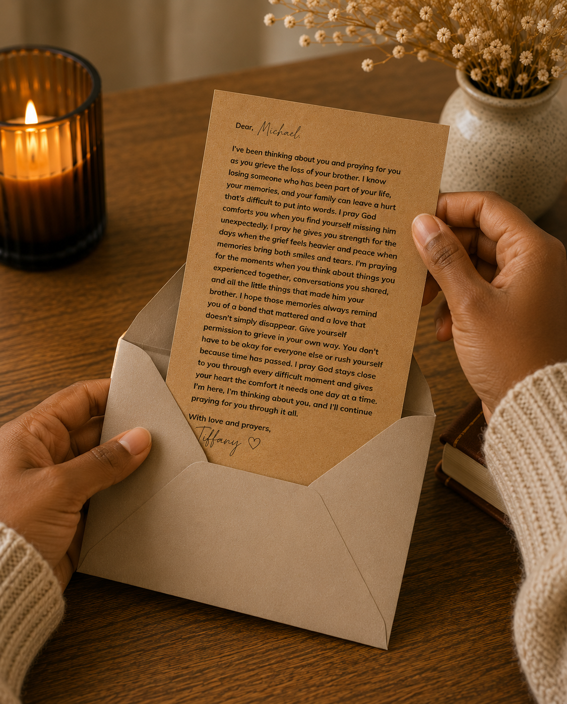 Loss of a brother prayer letter sympathy gift for grieving sibling