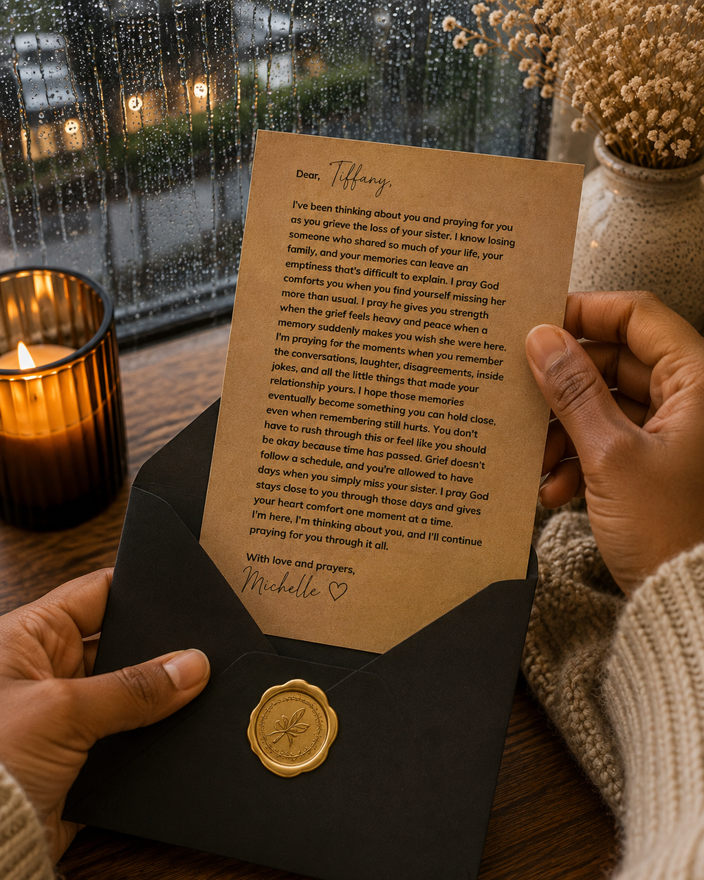 Loss of a sister prayer letter sympathy gift for grieving sibling