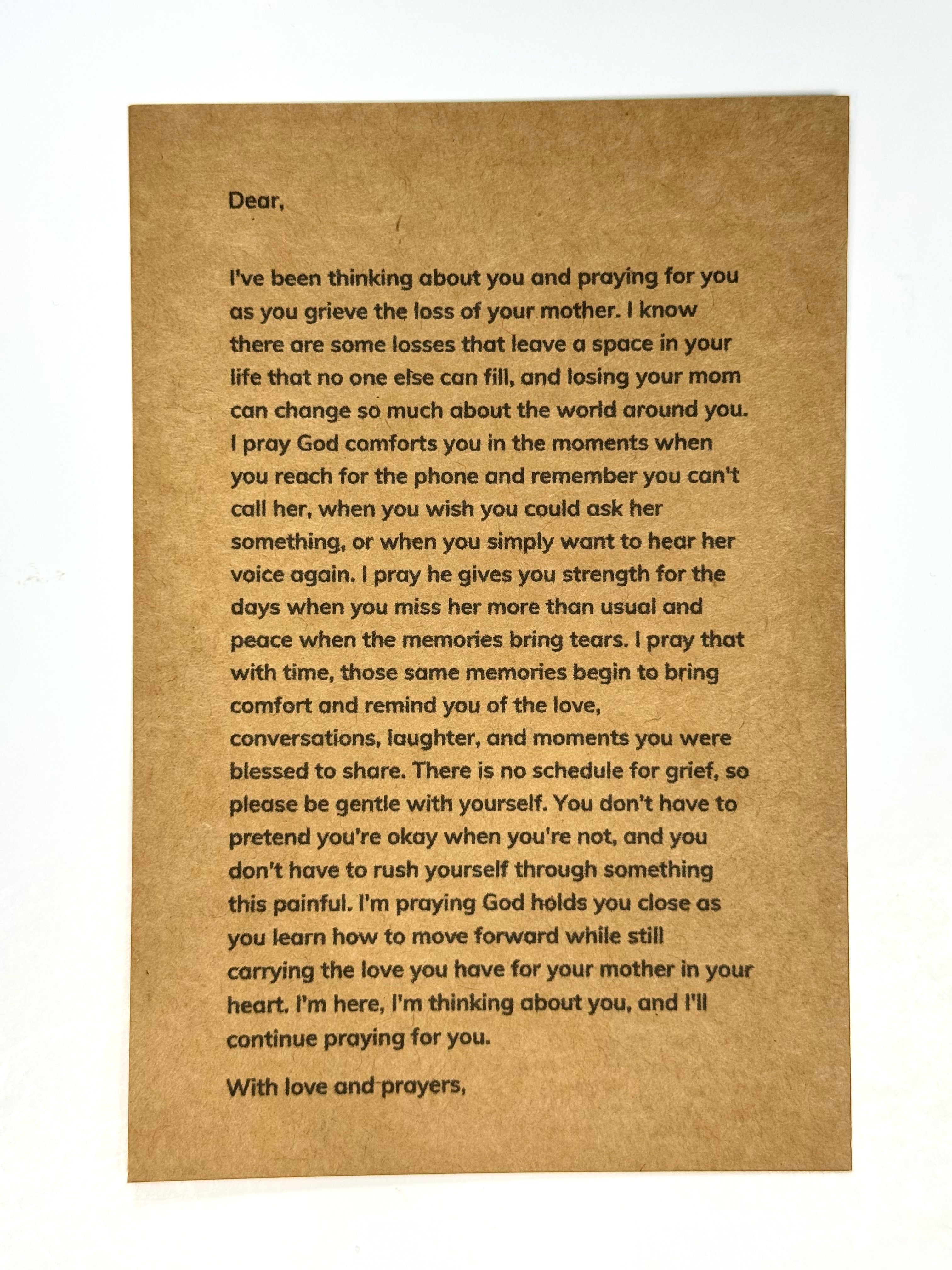Sympathy gift for someone grieving the loss of their mother