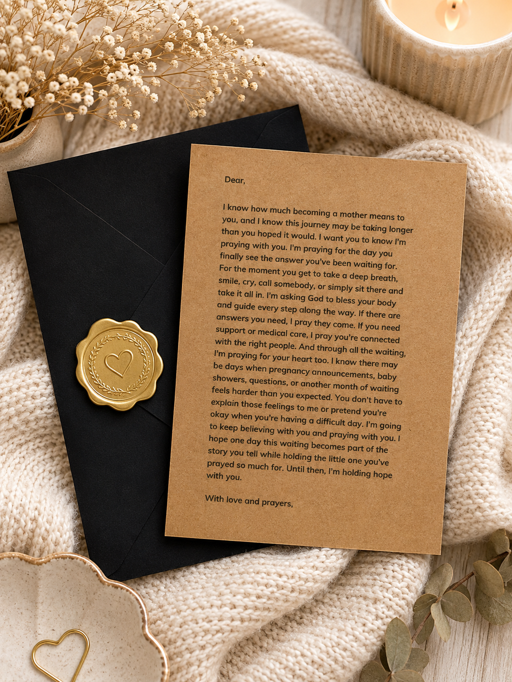 Trying to Conceive Prayer Letter | Fertility Gift | TTC Encouragement Gift for Her