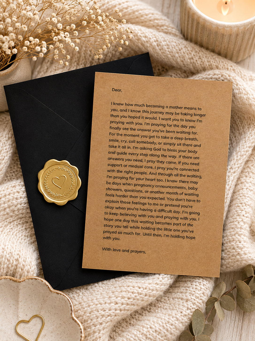 Trying to Conceive Prayer Letter | Fertility Gift | TTC Encouragement Gift for Her