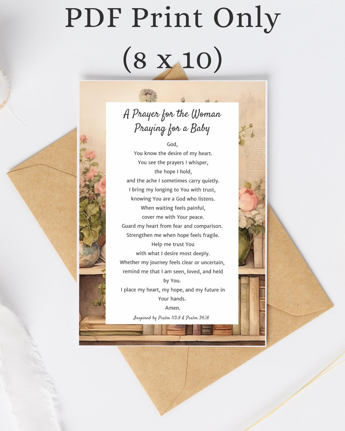 Prayer for a Woman Praying for a Baby | Digital Prayer Print