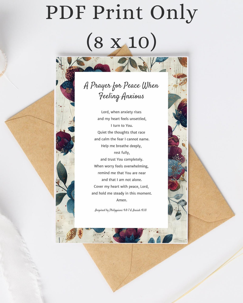A Prayer for Peace When Feeling Anxious | Digital Prayer Print