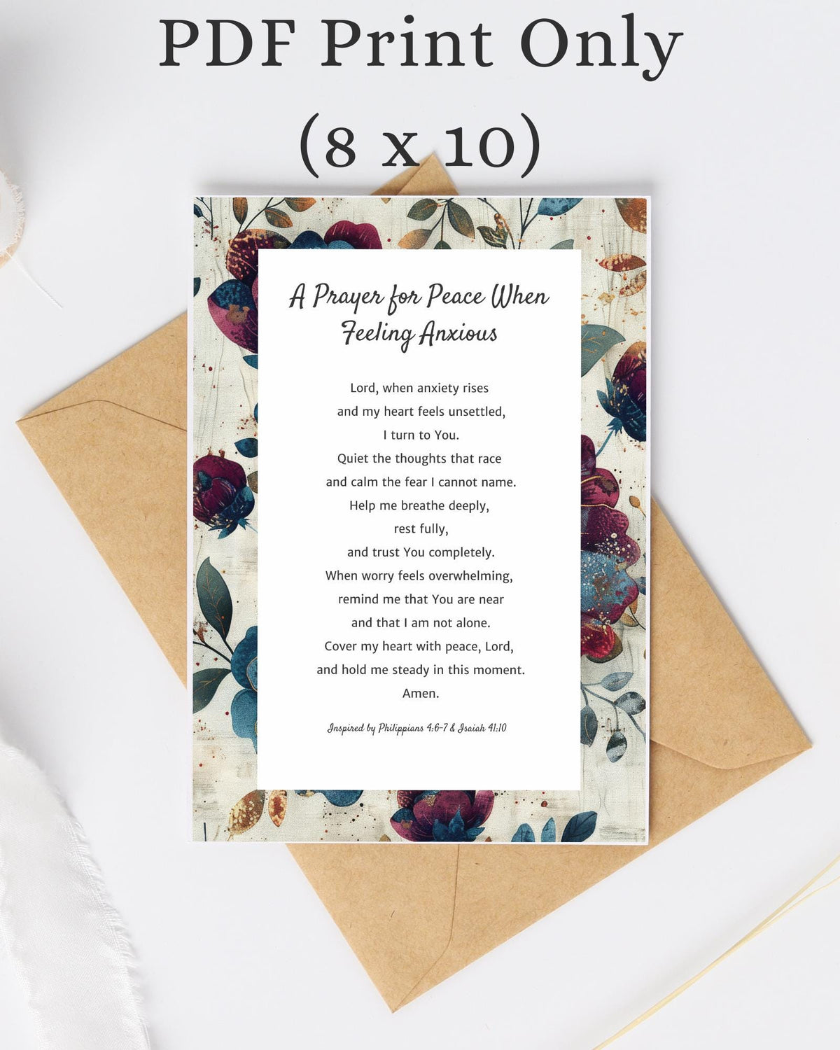 A Prayer for Peace When Feeling Anxious | Digital Prayer Print
