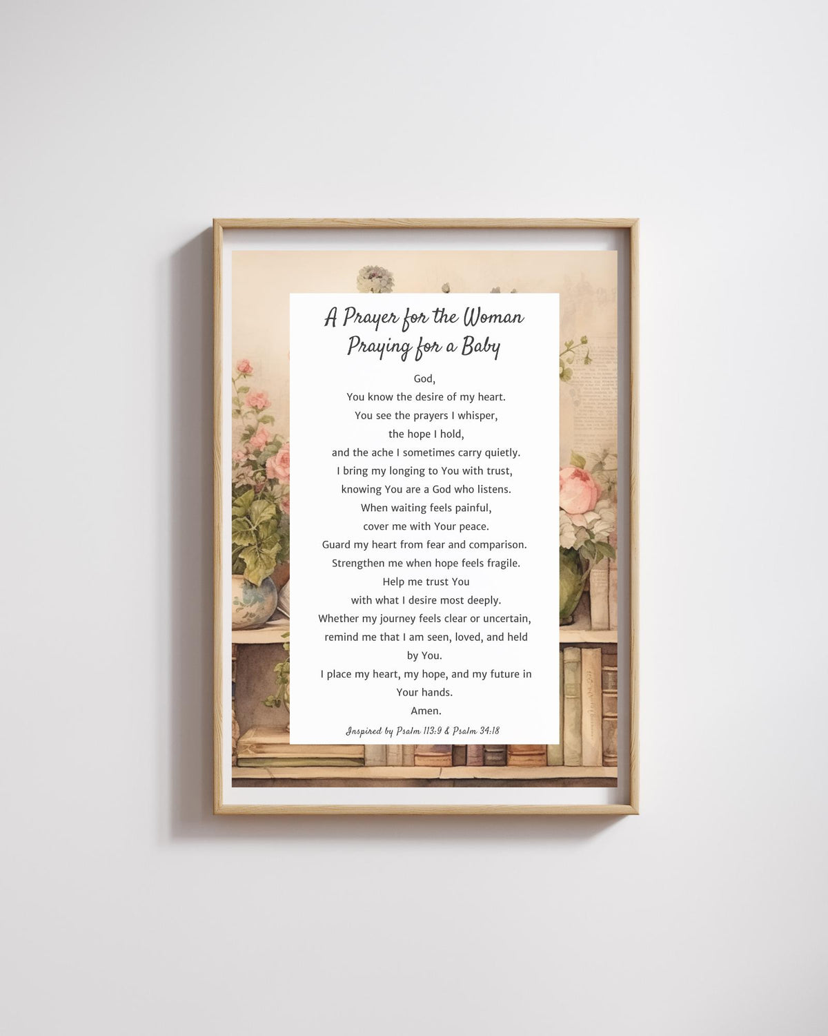 Prayer for a Woman Praying for a Baby | Digital Prayer Print