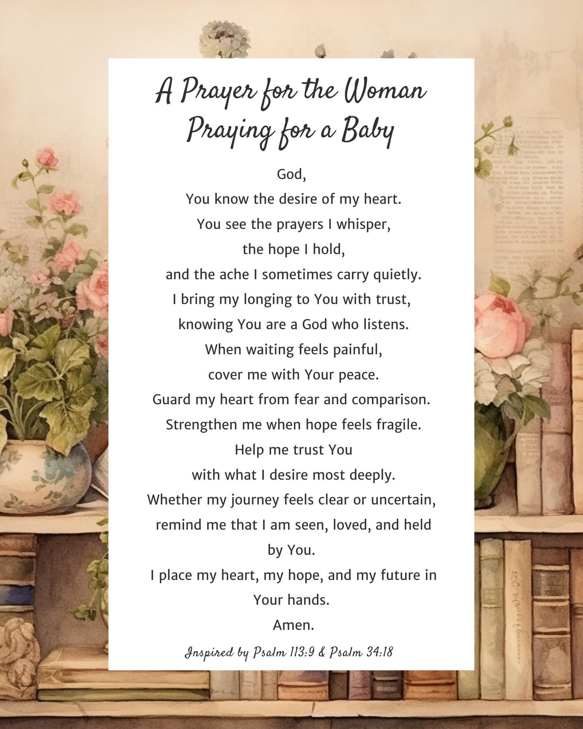 Prayer for a Woman Praying for a Baby | Digital Prayer Print