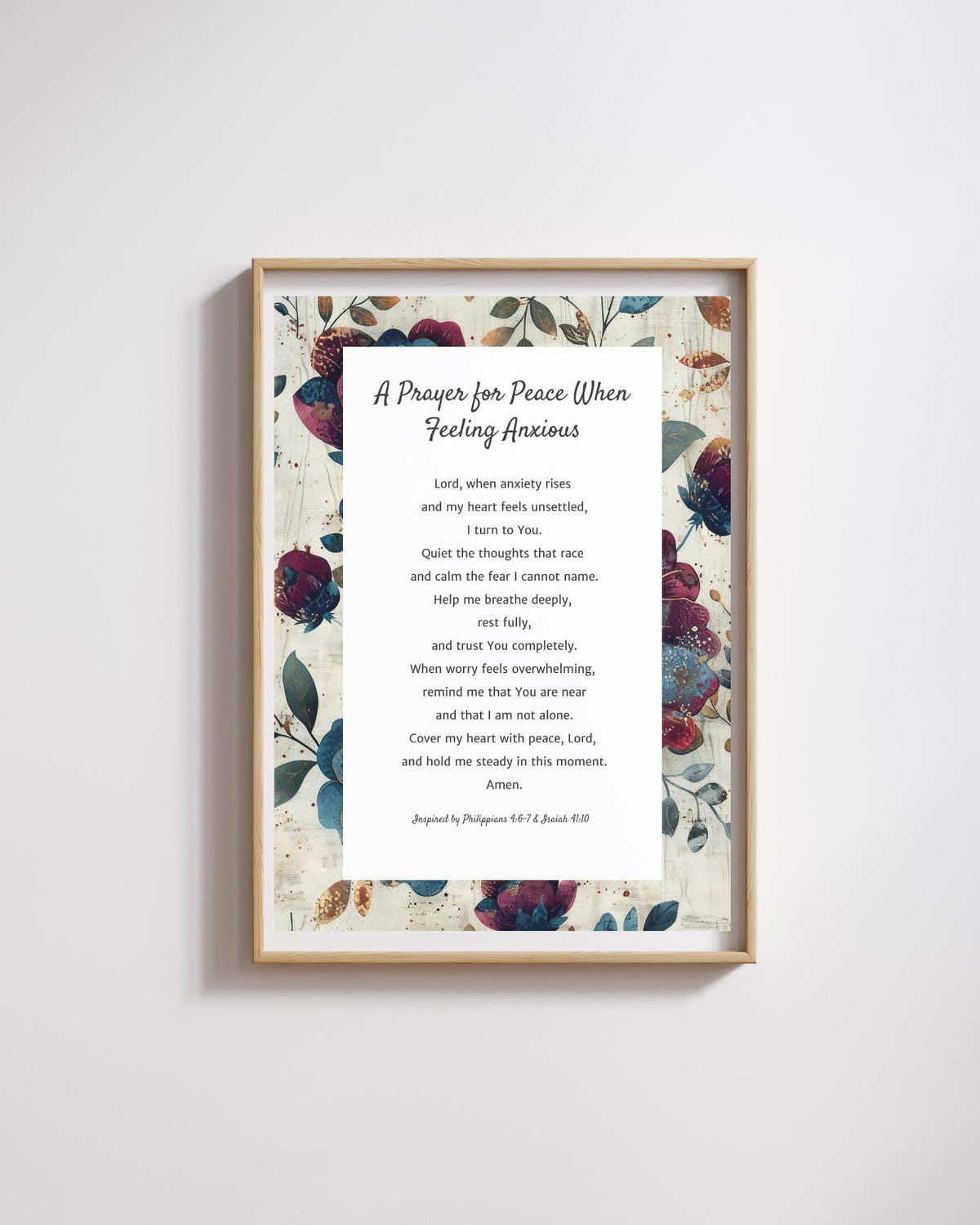 A Prayer for Peace When Feeling Anxious | Digital Prayer Print
