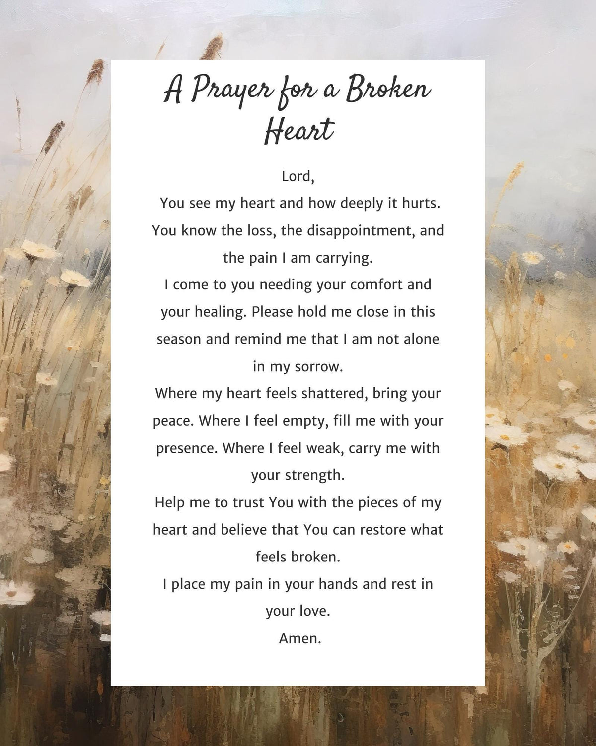 Prayer for Broken Heart | Digital Prayer Print