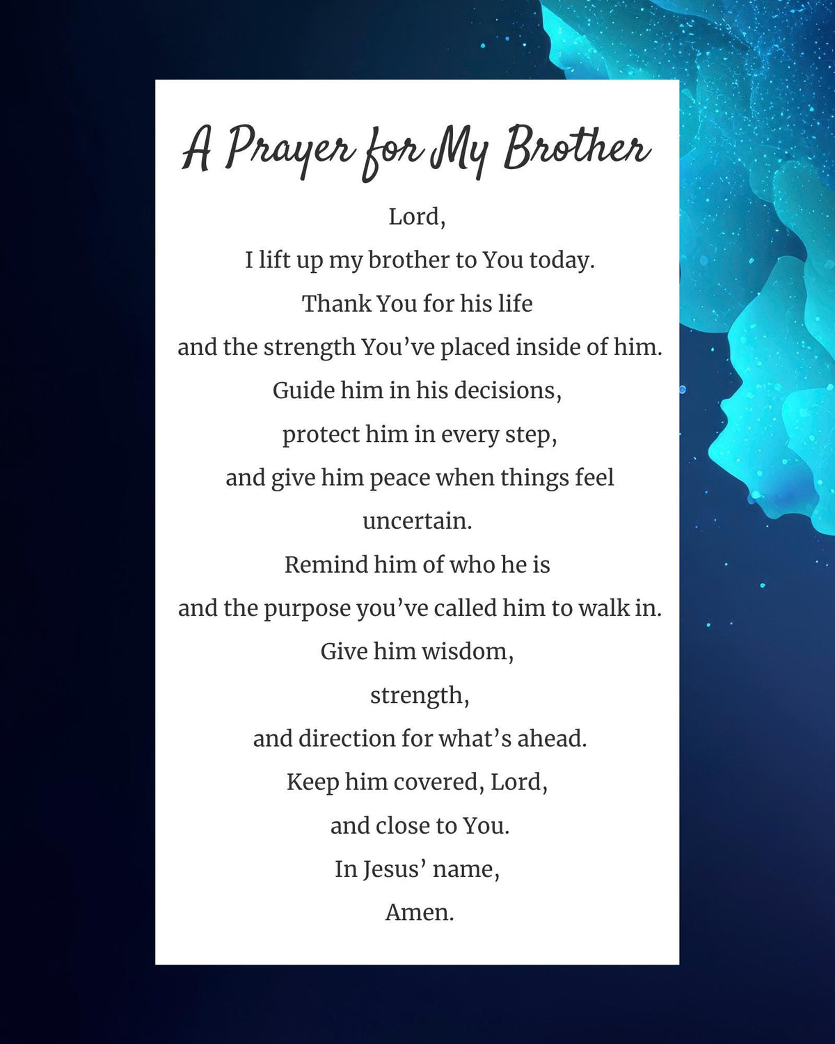 Prayer for My Brother Going Through a Hard Time | Digital Prayer Print
