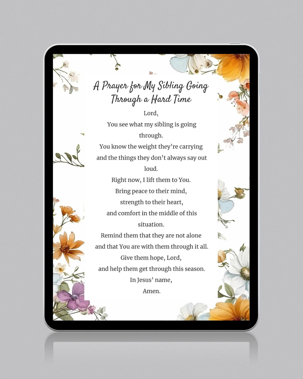 Prayer for My Sibling Going Through a Hard Time | Digital Prayer Print