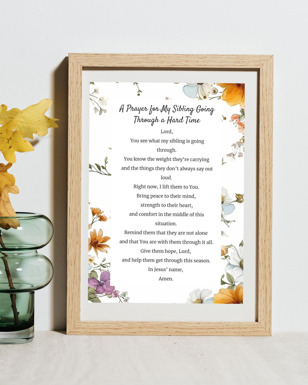 Prayer for My Sibling Going Through a Hard Time | Digital Prayer Print