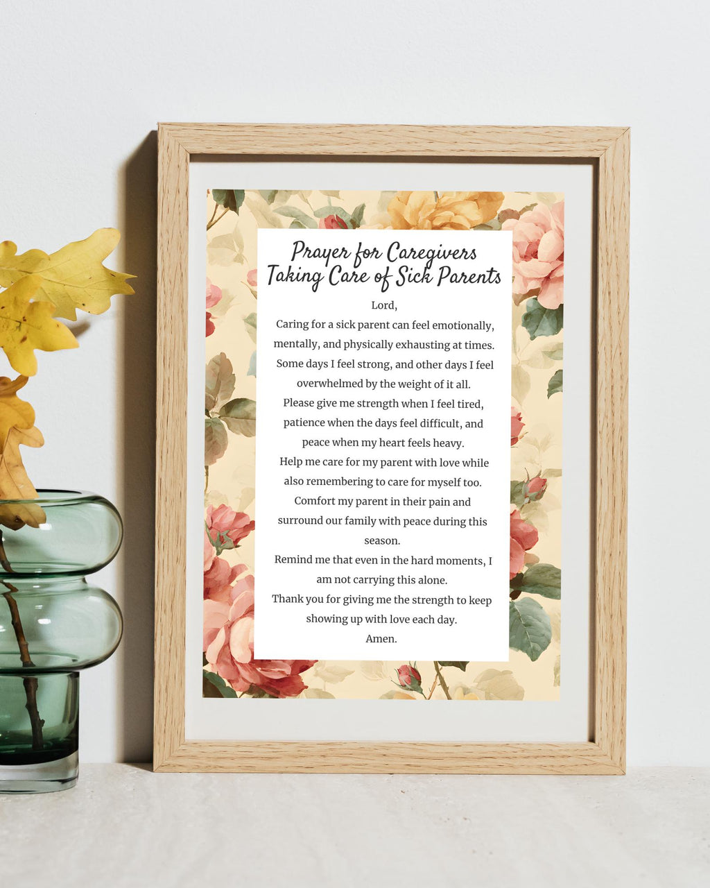 Prayer for Caregivers Taking Care of Sick Parents | Digital Prayer Print