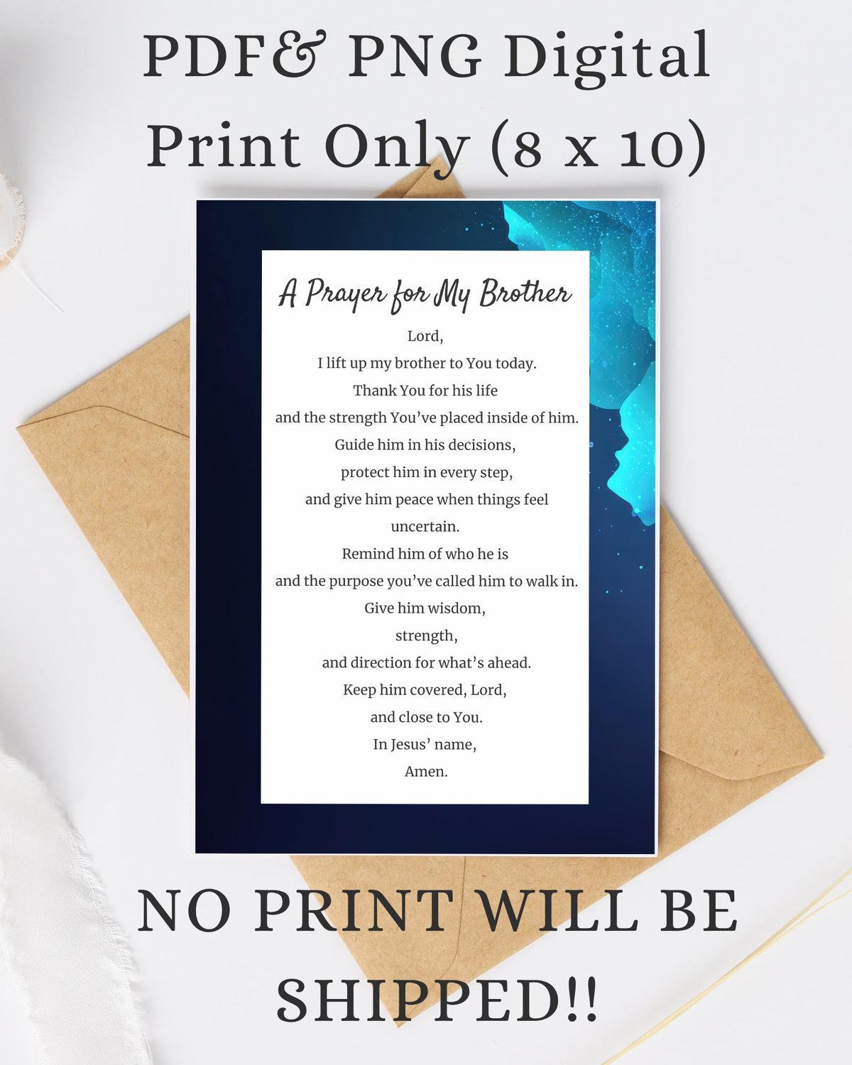 Prayer for My Brother Going Through a Hard Time | Digital Prayer Print