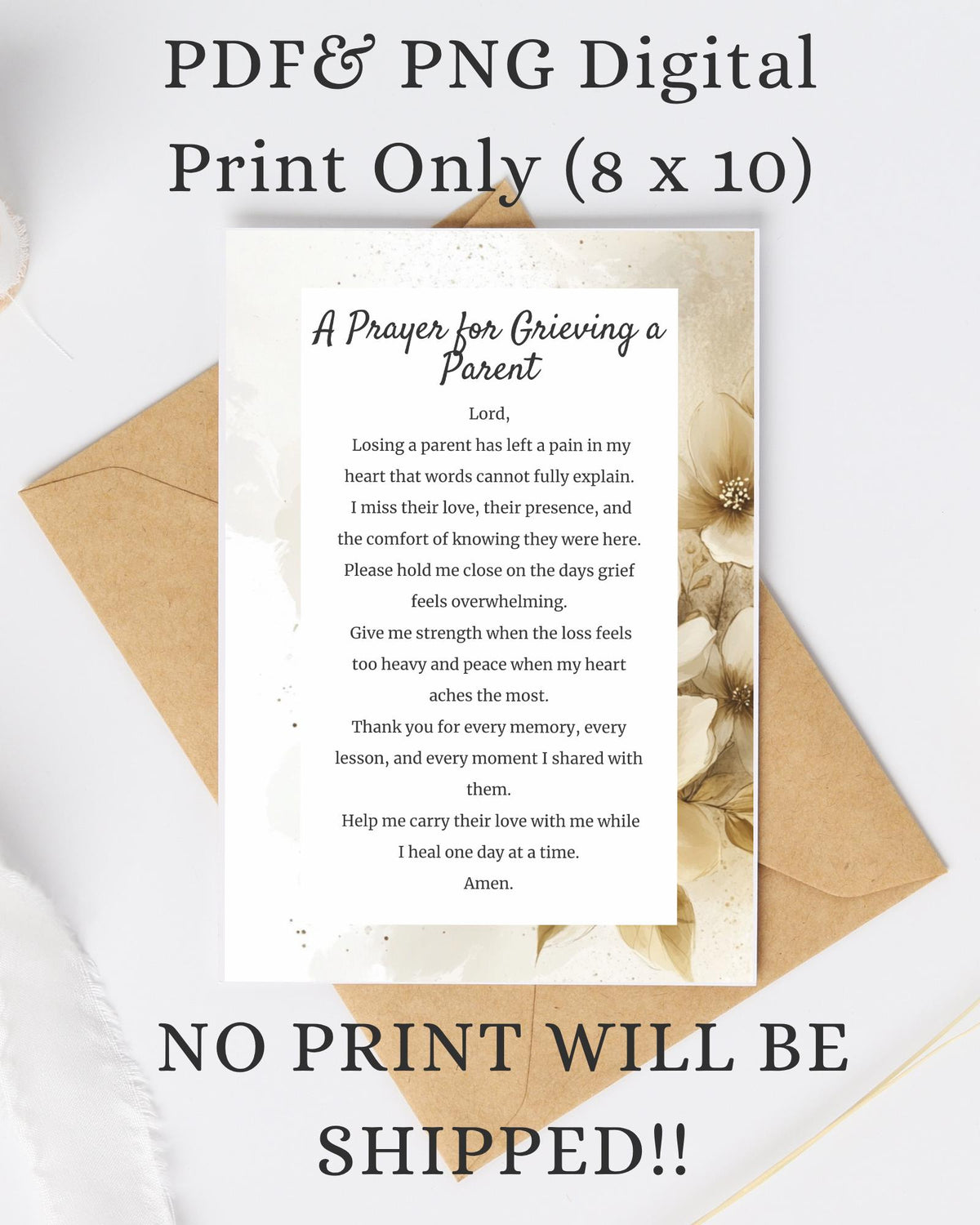 Prayer for Grieving a Parent | Digital Prayer Print