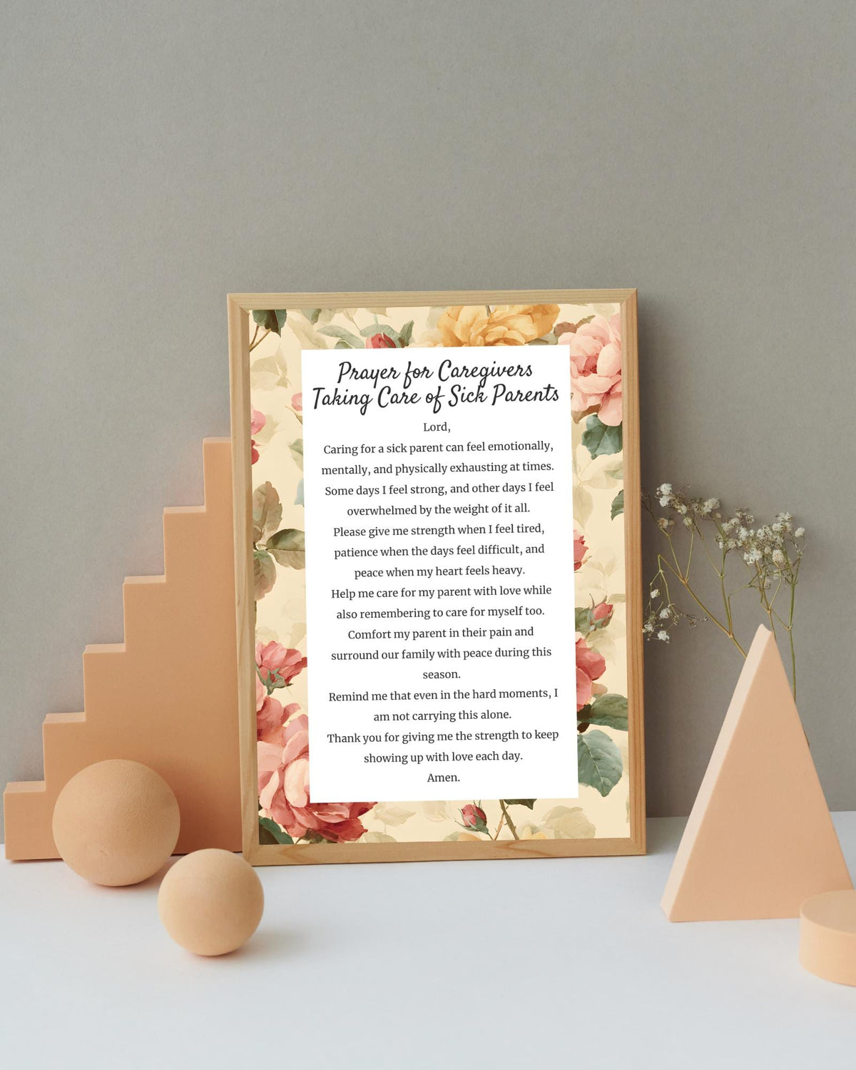 Prayer for Caregivers Taking Care of Sick Parents | Digital Prayer Print
